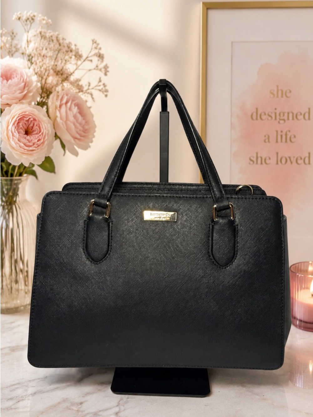 Kate Spade New York Structured Saffiano Leather Satchel crossbody
